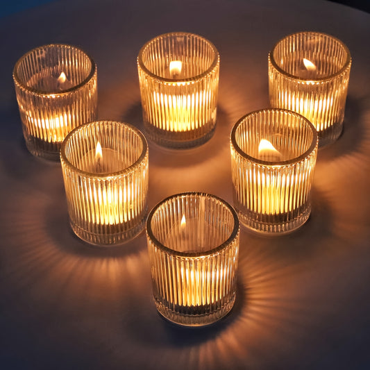 Striped Glass Candle Holders